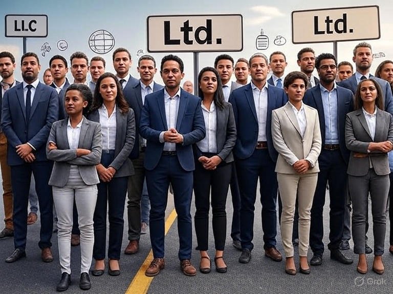 Business founder choosing between LLC and Ltd structure for global startup expansion,limited liability company vs. limited company