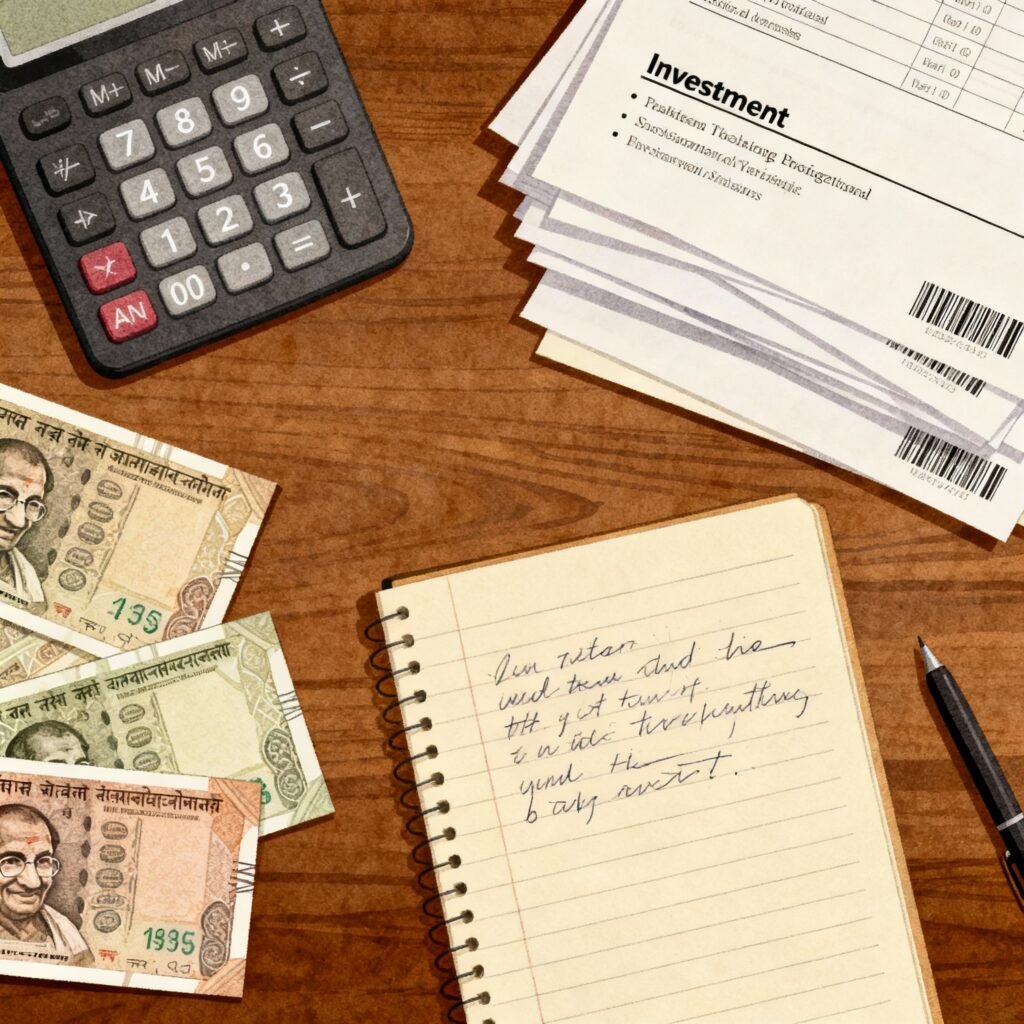 image 5 Financial planning tools with calculator and Indian currency for beginner investment strategy guide