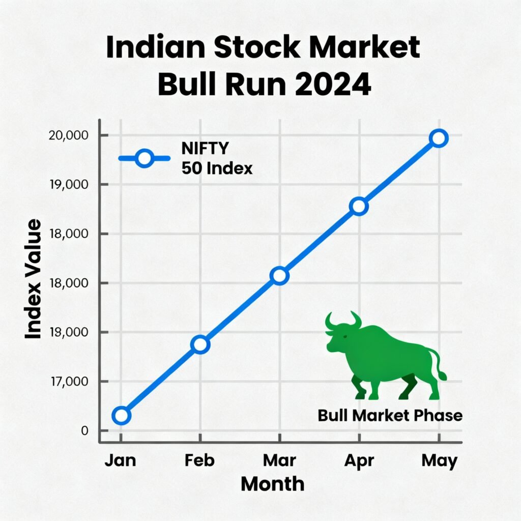 image 6 Indian stock market growth chart showing long term investment returns and upward trends